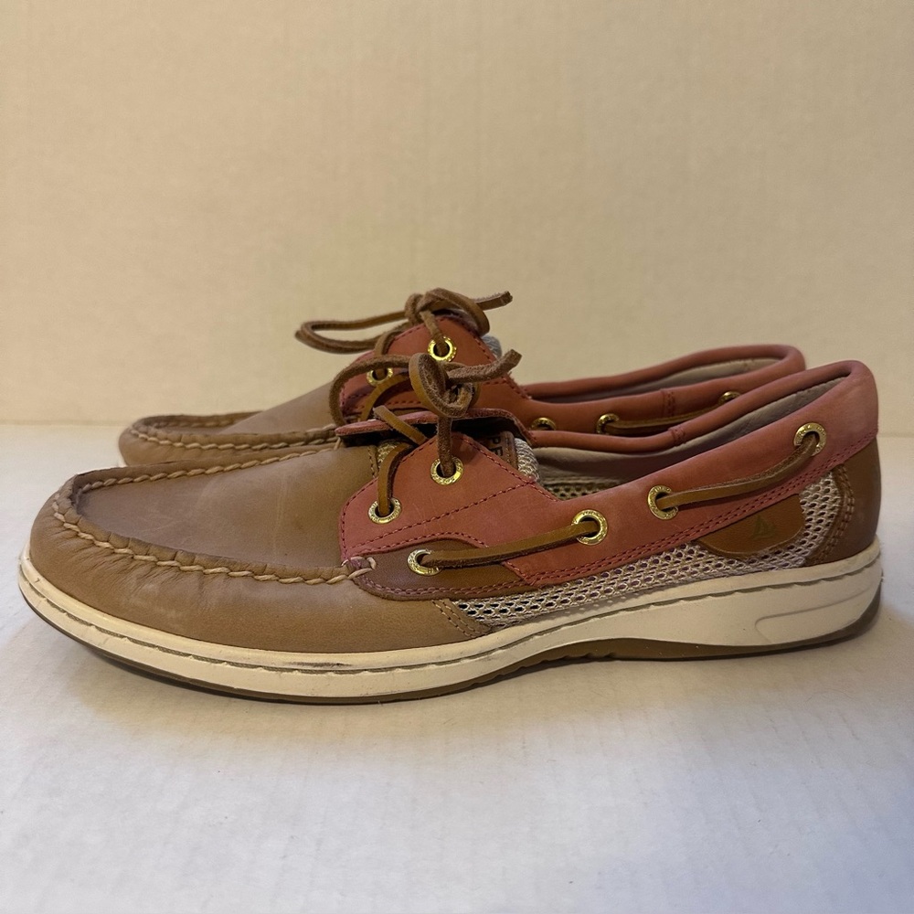 Sperry Top-Sider Women's Brown Leather Open Mesh Boat Shoes Size 8